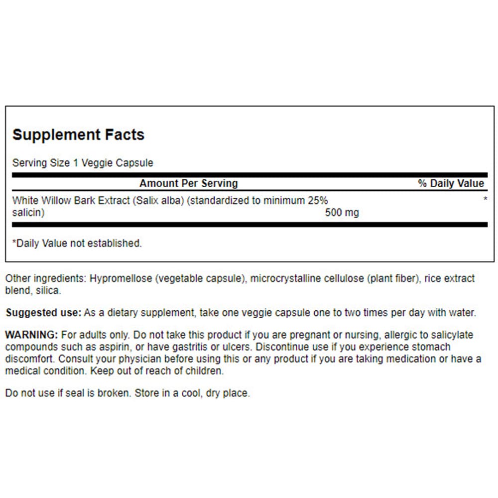 Swanson - Weißweidenrinden-Extrakt, 500 mg - 60 vegane Kapseln – Bild 4