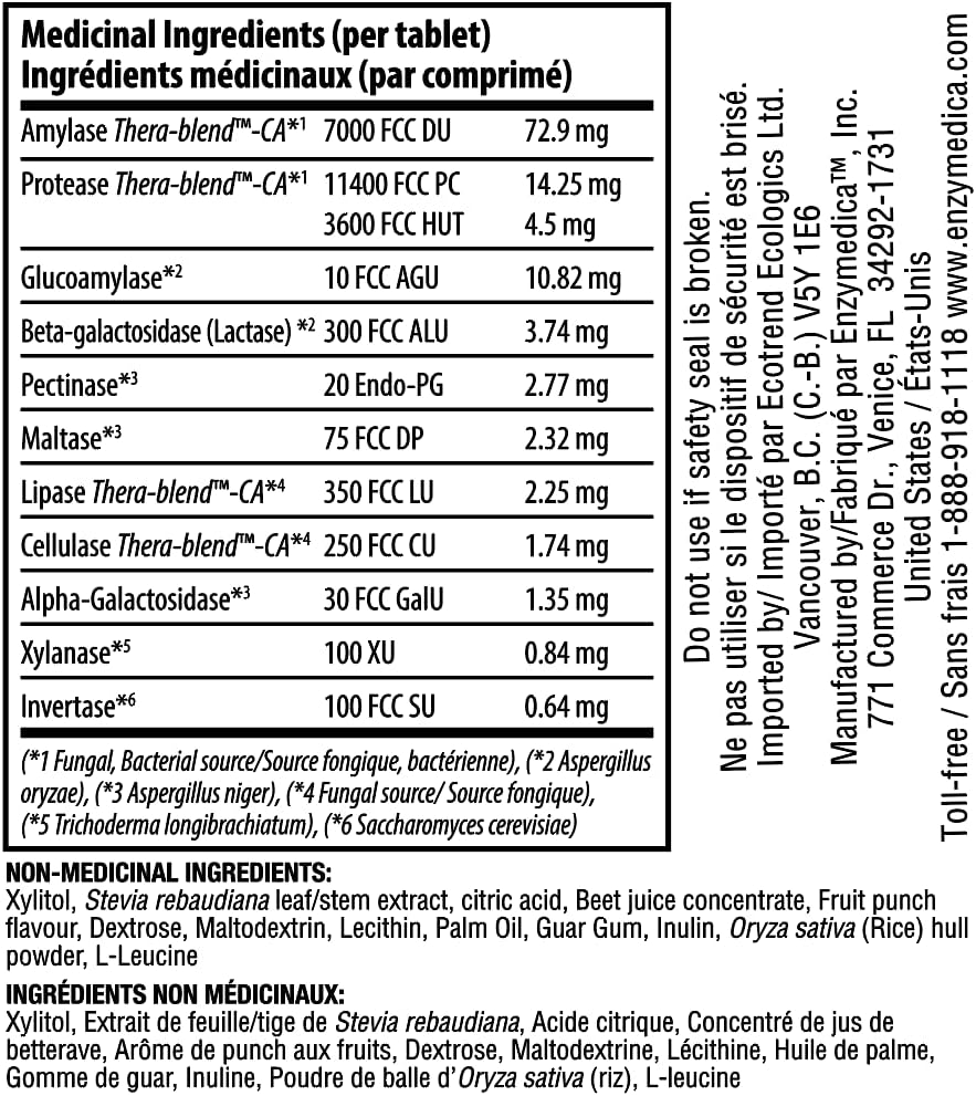 Enzymedica - Kinder Verdauungsenzyme, Fruchtpunschgeschmack - 60 Kautabletten – Bild 3