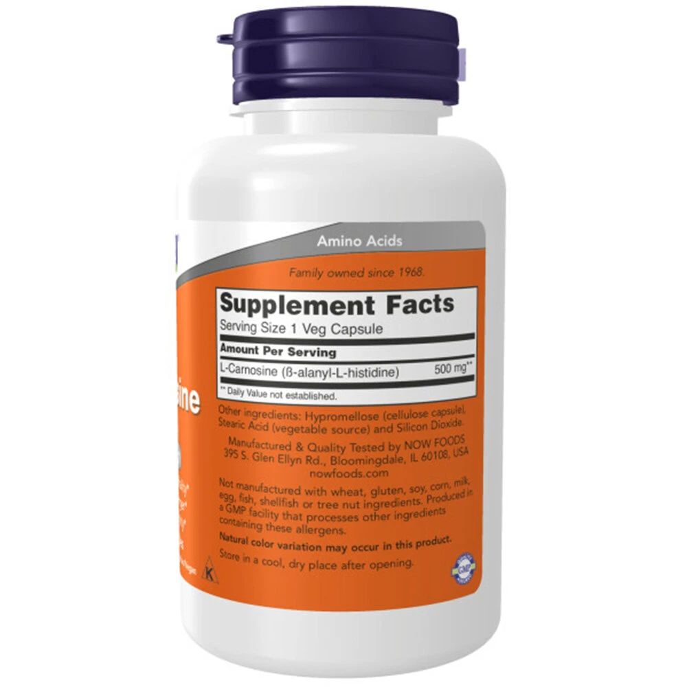 NOW Foods - L-Carnosin, 500 mg - 100 Kapseln – Bild 3