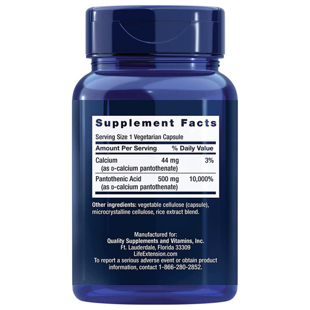 Life Extension - Pantothensäure (Vitamin B5), 500 mg - 100 Kapseln – Bild 5