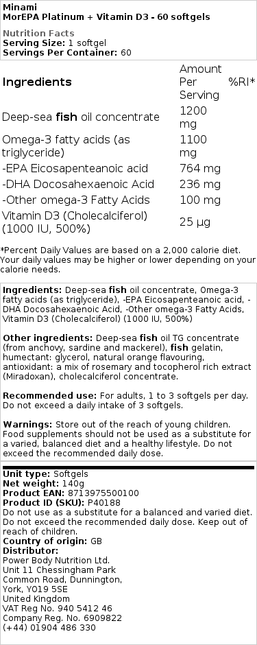 Minami - MorEPA Platinum + Vitamin D3 - 60 Weichkapseln – Bild 2