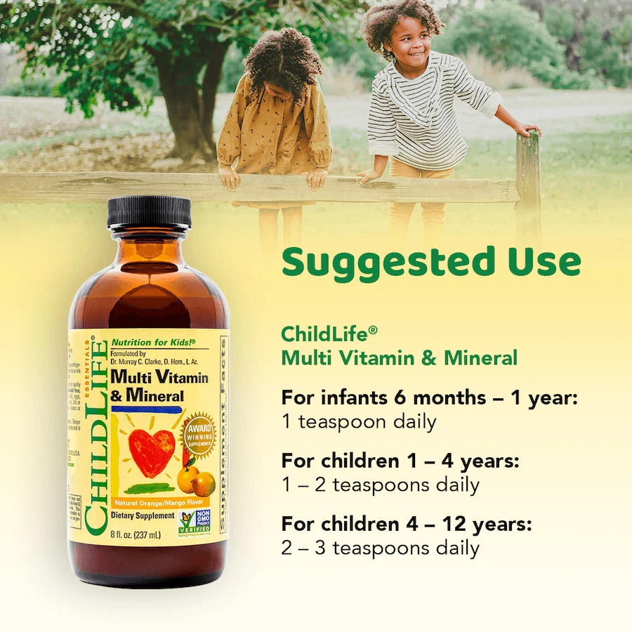 Child Life - Multivitamin & Mineral, natürliches Orangen/Mango-Aroma - 237 ml – Bild 3
