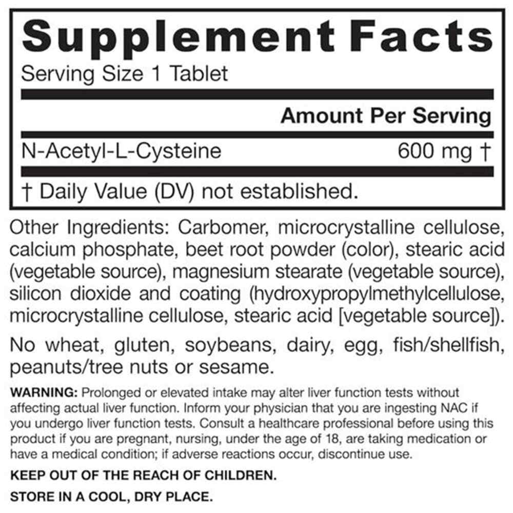Jarrow Formulas - NAC Sustain, 600 mg - 60 Tabletten – Bild 3