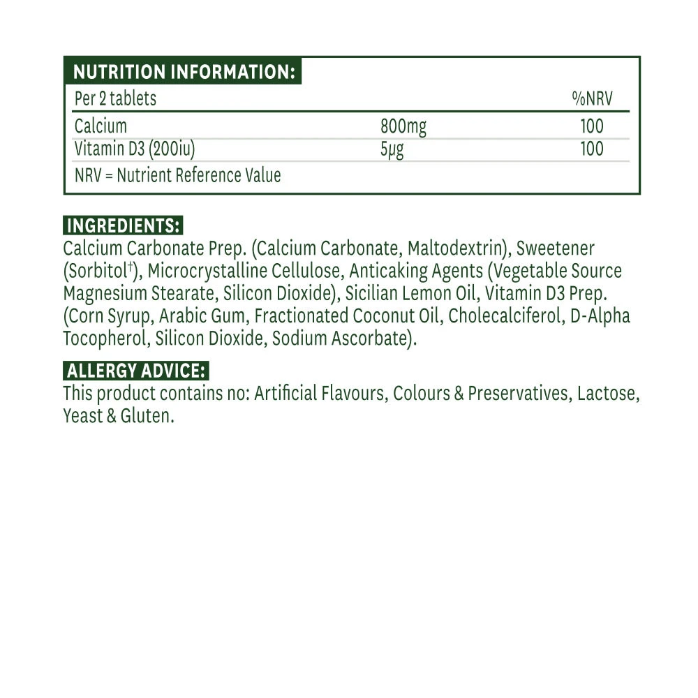 Natures Aid - Kaukalzium 400 mg + Vitamin D (60 Tabletten) – Bild 2