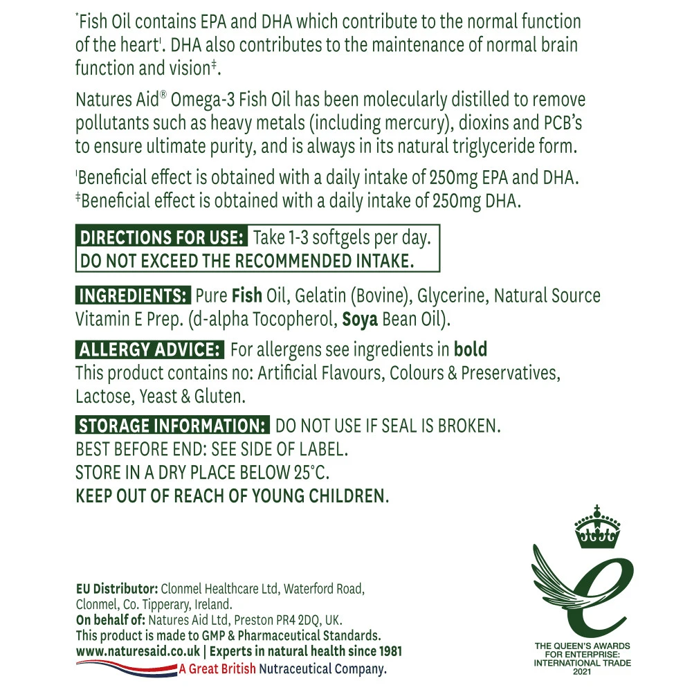 Natures Aid - Fischöl 1000 mg (120 Weichkapseln) – Bild 2