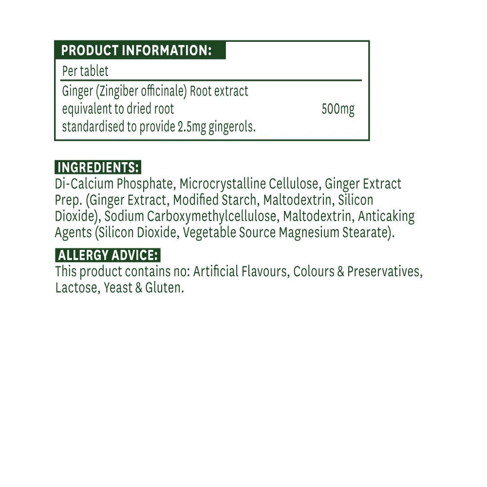 Natures Aid - Ingwerwurzel, standardisiert, 500 mg (90 Tabletten) – Bild 2