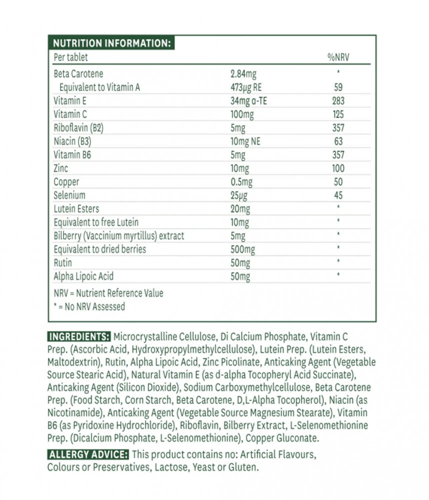 Natures Aid - Lutein-Augenkomplex (30 Tabletten) – Bild 2