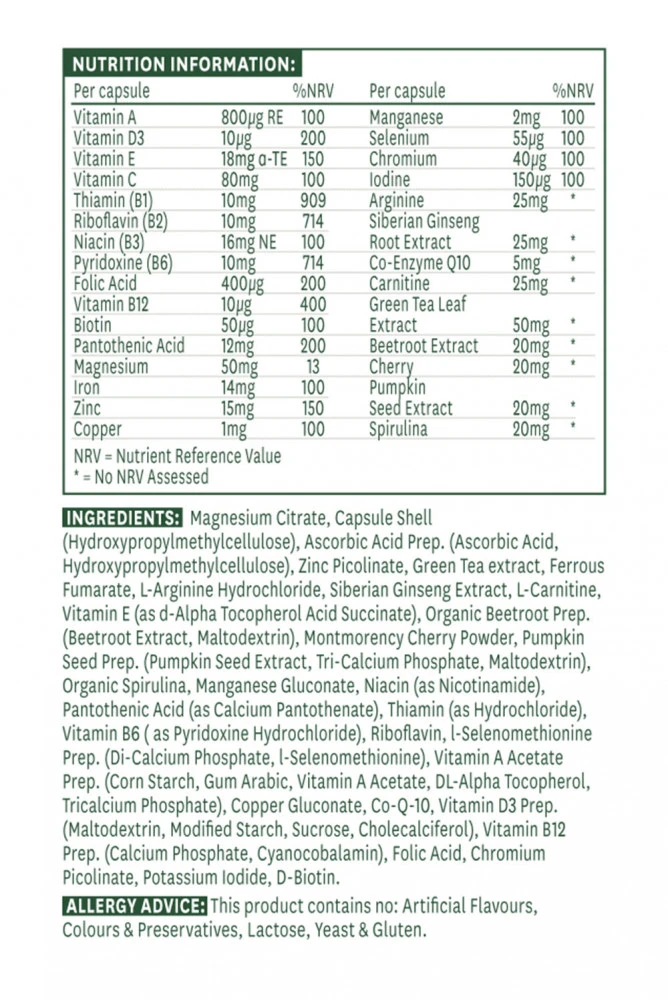 Natures Aid - Natures Aid Multivitamine & Mineralien für Männer (30 Kapseln) – Bild 2