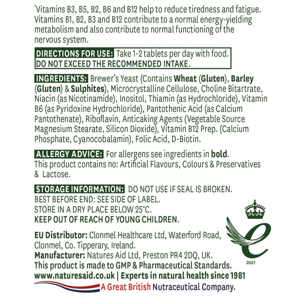 Natures Aid - Vitamin-B-Komplex (90 Tabletten) – Bild 2