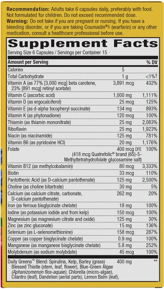 Nature's Way - Alive!® Max6 Höchste Wirksamkeit Tägliches Multivitamin (90 Kapseln) – Bild 2