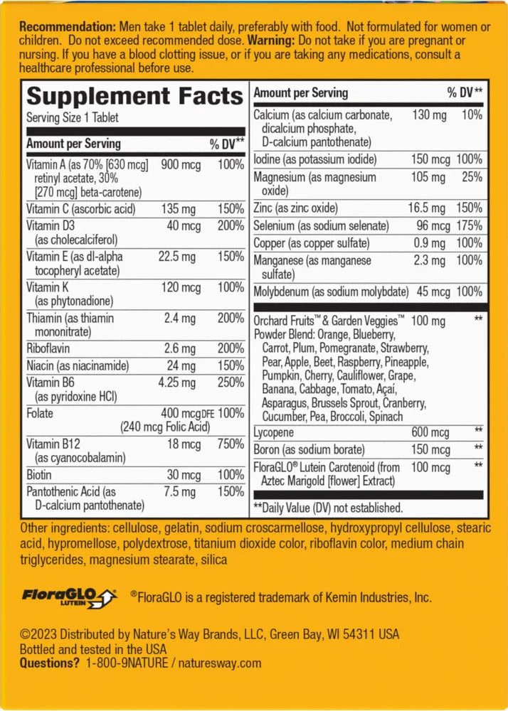 Nature's Way - Alive!® Komplettes Multivitamin für Männer (130 Tabletten) – Bild 2