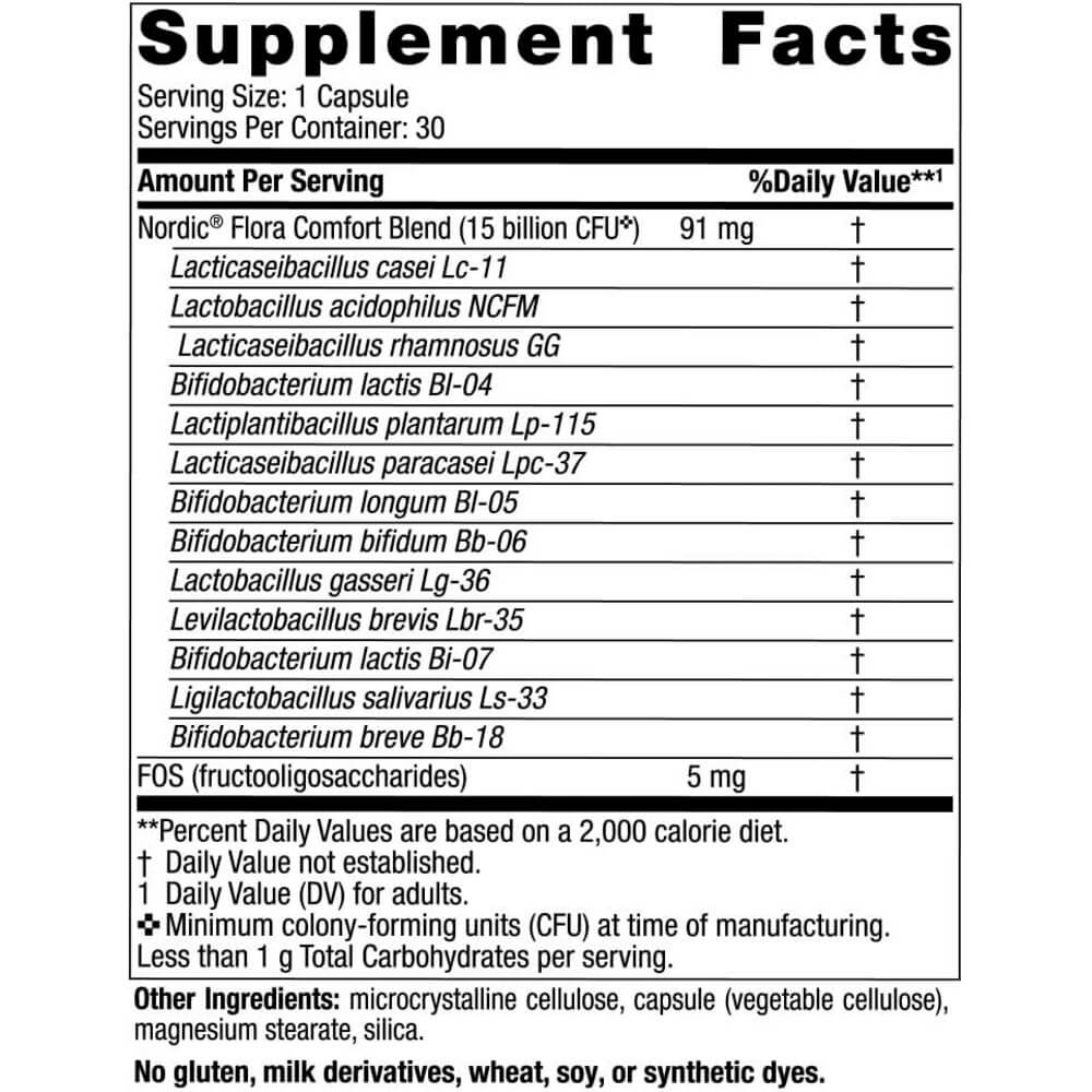 Nordic Naturals - Nordic Flora Probiotischer Komfort, 15 Milliarden KBE - 30 Kapseln – Bild 3