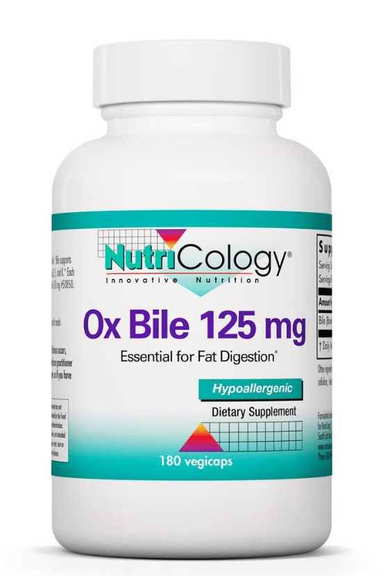 Nutricology Ox Bile 125mg 180 veg. capsules