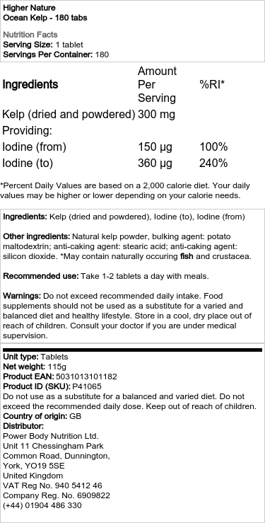 Higher Nature - Meeresalgen - 180 Tabletten – Bild 2