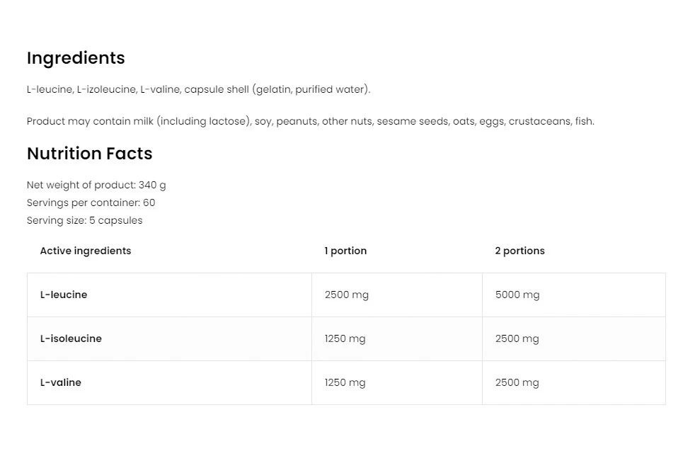 OstroVit - OstroVit BCAA 5000 mg (300 Kapseln) – Bild 2