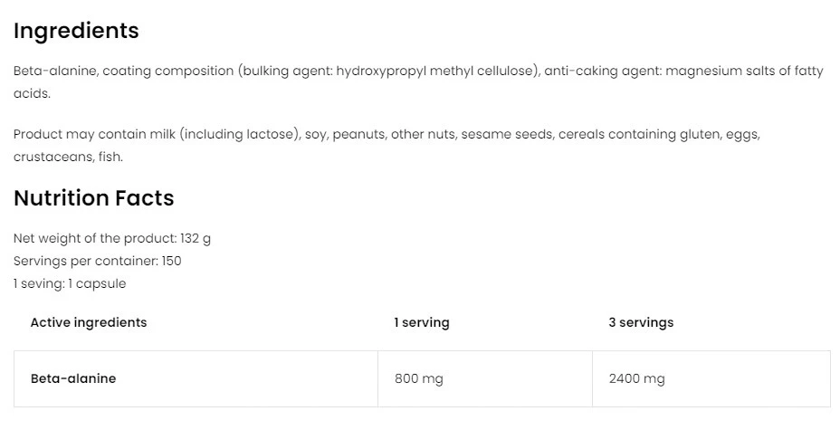 OstroVit - Beta-Alanin 2400 mg (150 Kapseln) – Bild 2