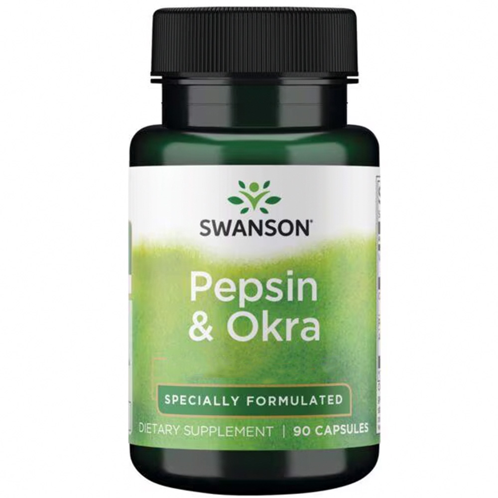 Swanson - Okra-Pepsin - 90 Kapseln – Bild 2