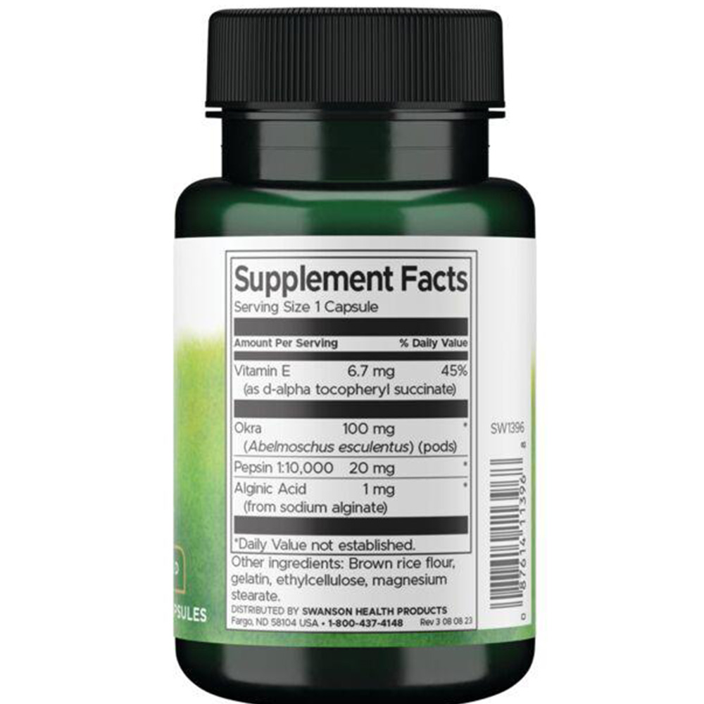 Swanson - Okra-Pepsin - 90 Kapseln – Bild 3