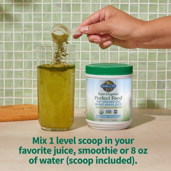 Garden of Life - Bio Perfektes Rohkost 100% Bio Amerikanischer Weizengrassaft - 240g – Bild 3