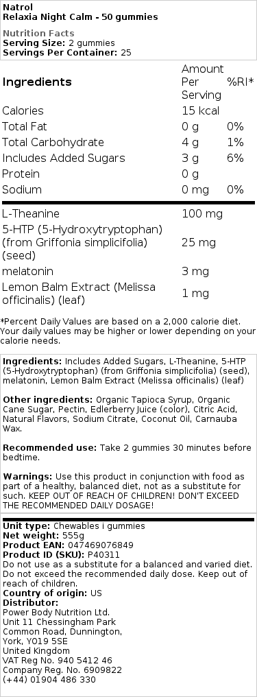 Natrol - Relaxia Nacht Ruhe - 50 Gummibärchen – Bild 2