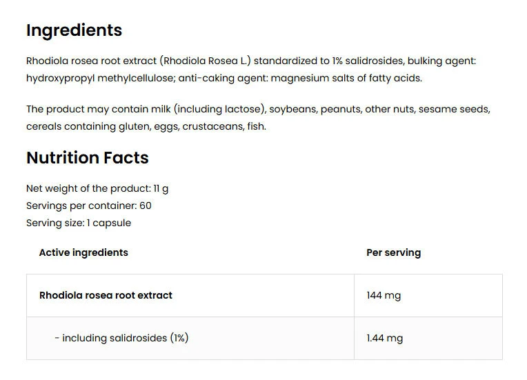 OstroVit - Rhodiola Rosea - 60 vegane Kapseln – Bild 2