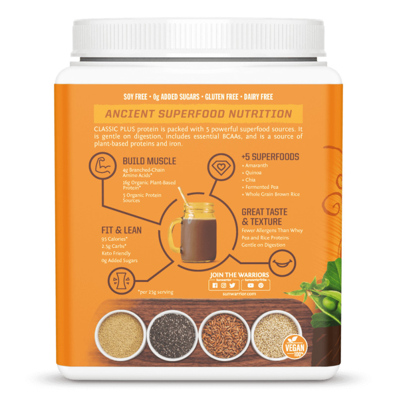 Sunwarrior - Protein Plus Bio Schokolade, Pulver 375 g – Bild 4