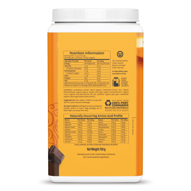 Sunwarrior - Protein Plus Bio Schokolade, Pulver 750 g – Bild 3