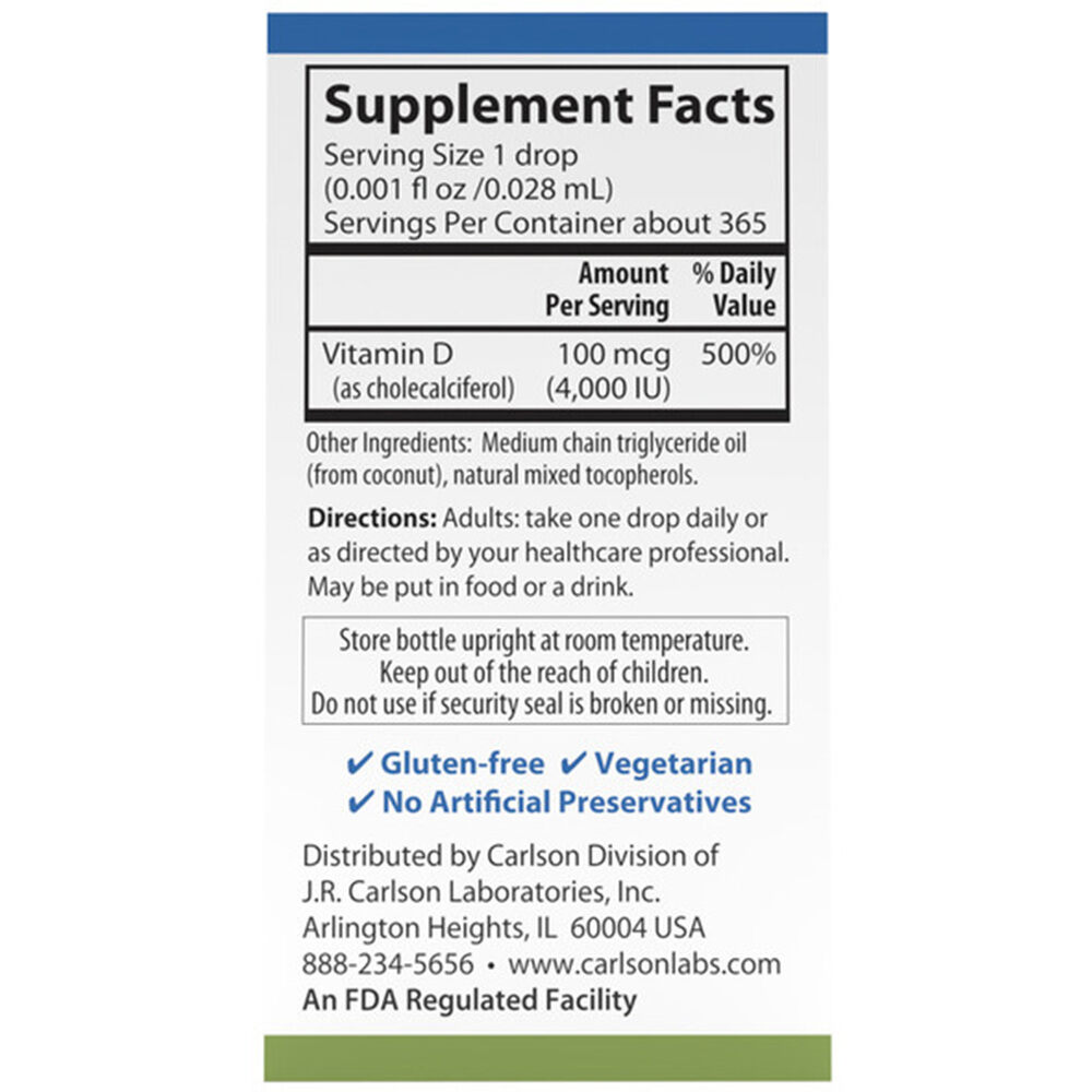 Carlson Labs - Super Tägliches D3, 4000 IE - 10 ml – Bild 3
