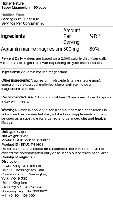 Higher Nature - Super Magnesium - 90 Kapseln – Bild 2