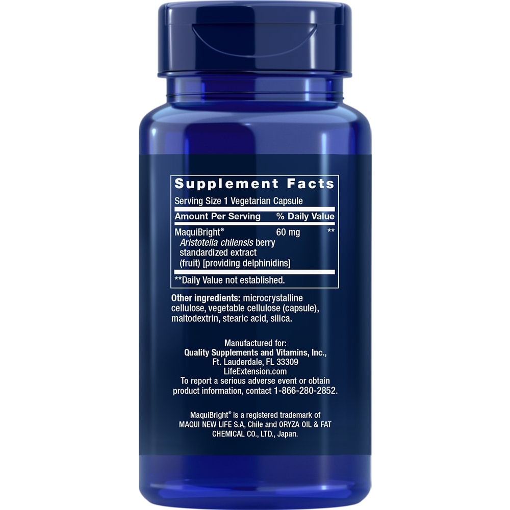 Life Extension - Tränenunterstützung mit MaquiBright (Extrakt aus Maqui-Beeren), 60 mg - 30 Kapseln – Bild 5