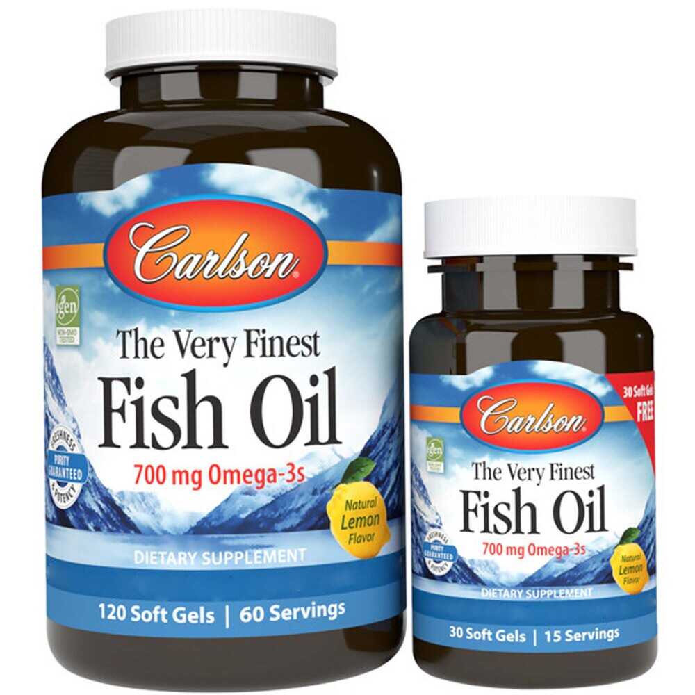 Carlson Labs - Feinstes Fischöl - 700 mg Omega-3, natürliches Zitronenaroma - 120 + 30 Weichkapseln – Bild 3