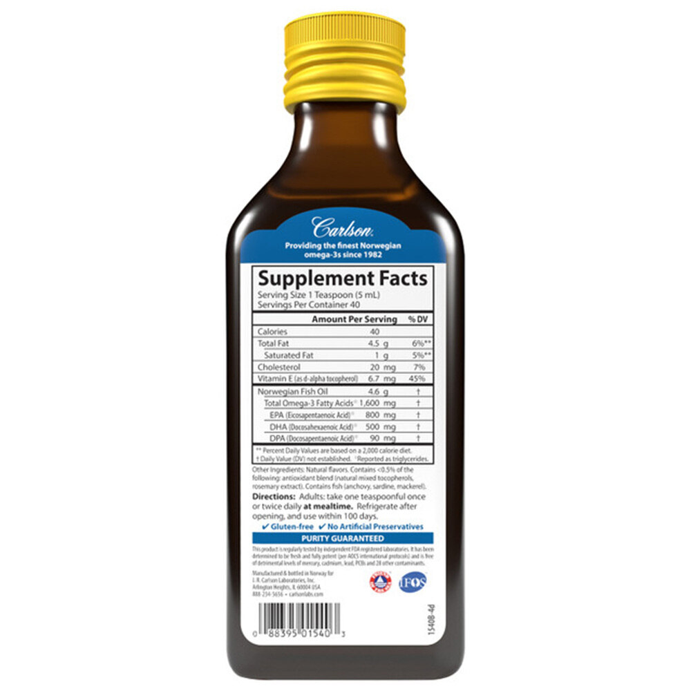 Carlson Labs - Feinstes Fischöl mit natürlichem Zitronenaroma - 200 ml – Bild 3