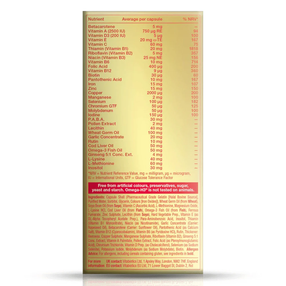 Vitabiotics - Omega-H3 Original (30 Kapseln) – Bild 2