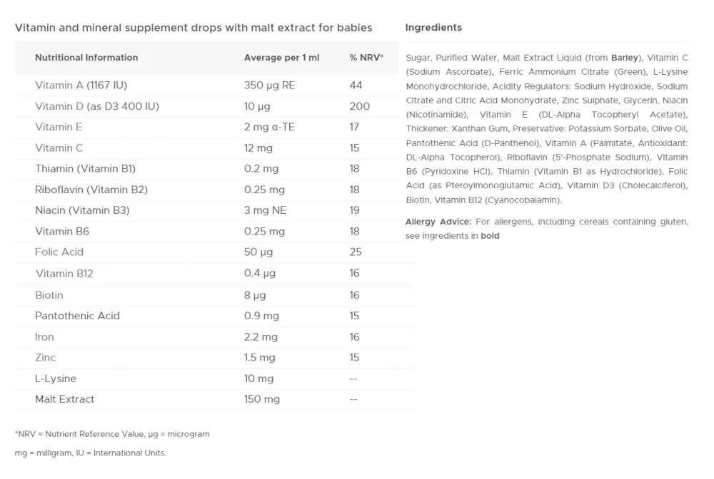 Vitabiotics - Wellbaby Multivitamin-Tropfen (30 ml) – Bild 2