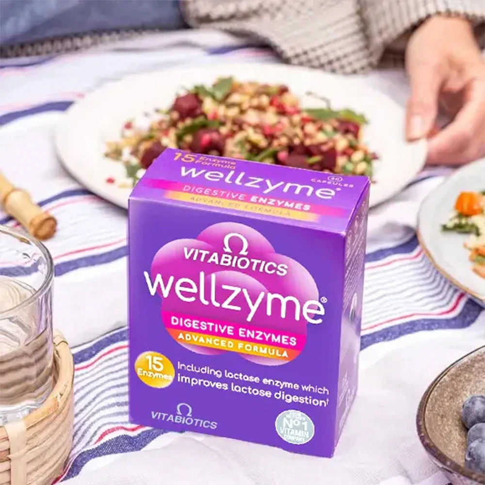Vitabiotics - Wellzyme Fortgeschrittene Formel für Verdauungsenzyme (60 Kapseln) – Bild 3