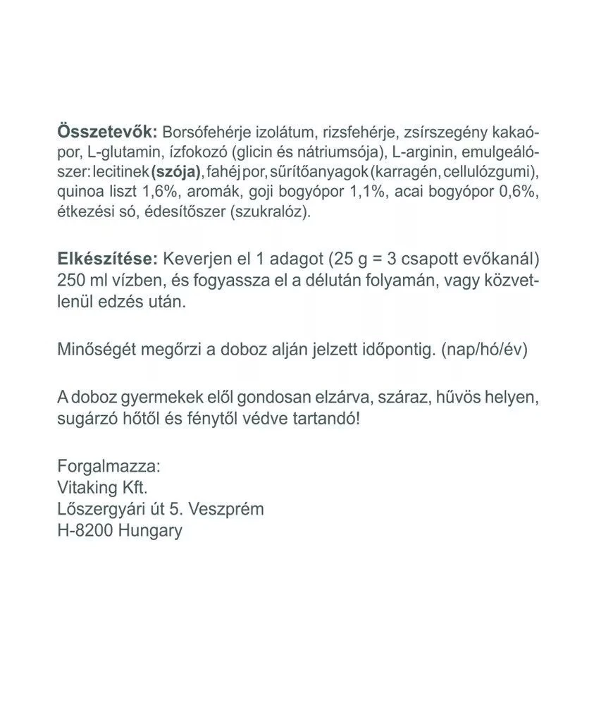 Vitaking - 100 % veganes Proteinpulver (400 g, Schokolade-Zimt) – Bild 3