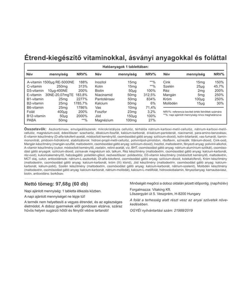 Vitaking - 9-Monats-Multivitamin (60 Tabletten) – Bild 2
