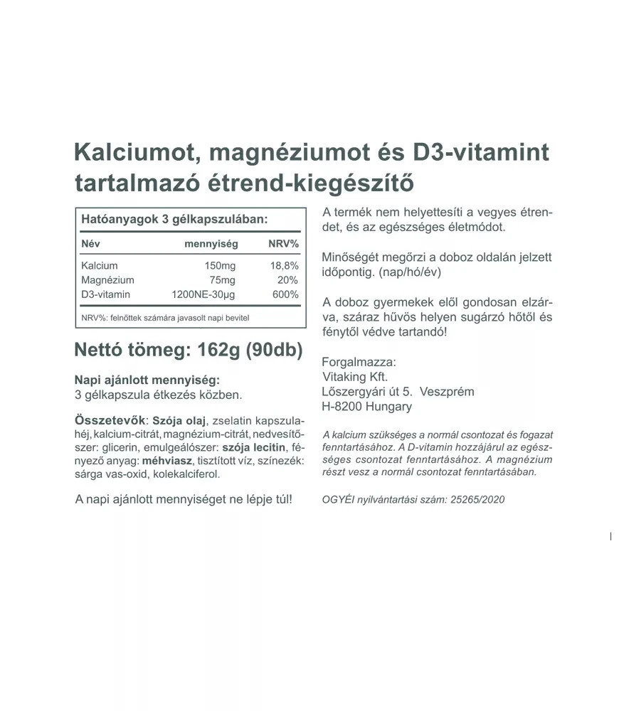 Vitaking - CalMag Citrat mit Vitamin D3 (90 Weichkapseln) – Bild 2