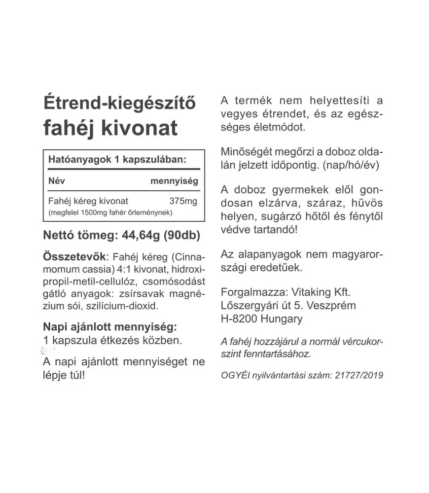 Vitaking - Zimt 375 mg (90 Kapseln) – Bild 2