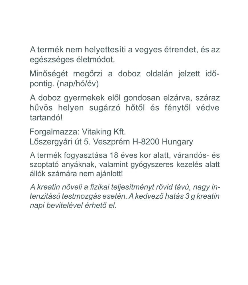 Vitaking - 100% reines Kreatinpulver (250 g) – Bild 3