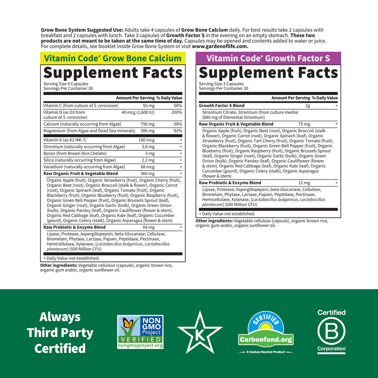 Garden of Life - Vitamin Code Knochenaufbau-System - 30-Tage-Vorrat – Bild 2