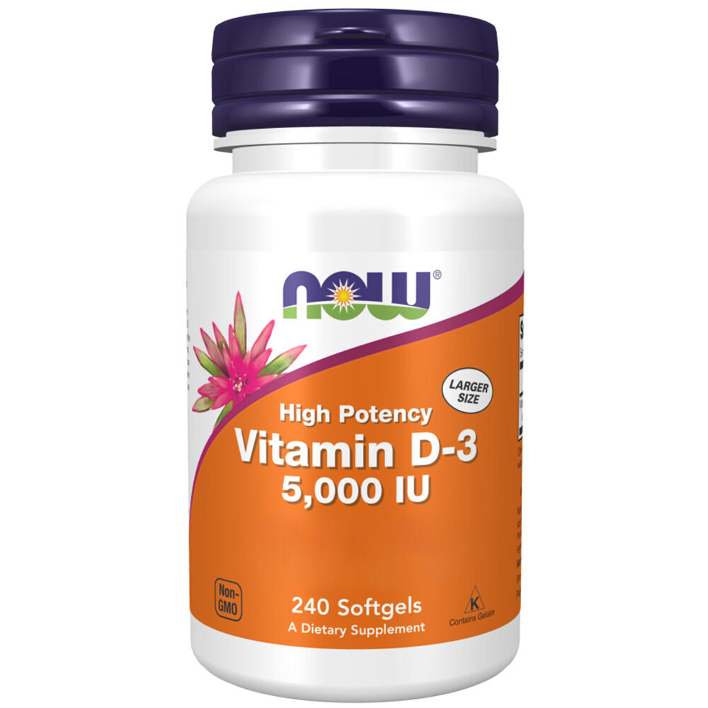 NOW Foods - Vitamin D3, 5000 IE - 240 Weichkapseln – Bild 4