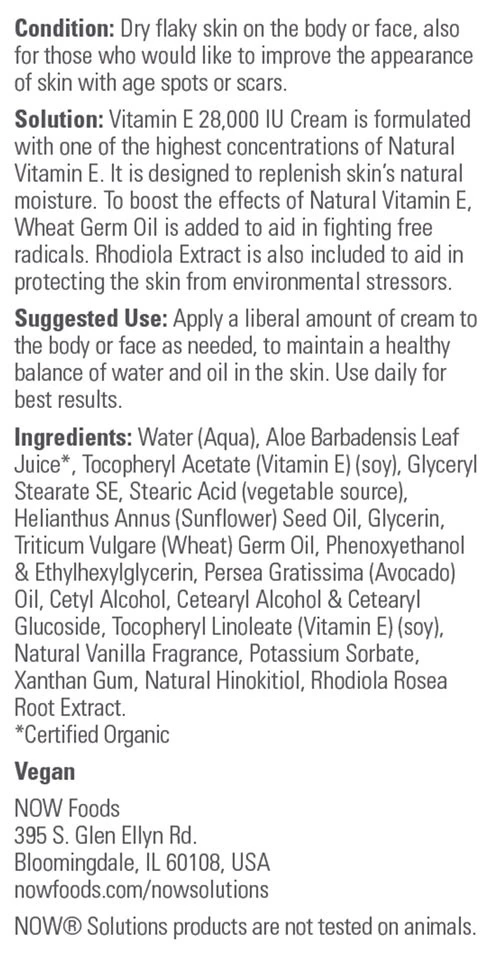 NOW Foods - Vitamin E Creme - 118 ml – Bild 2