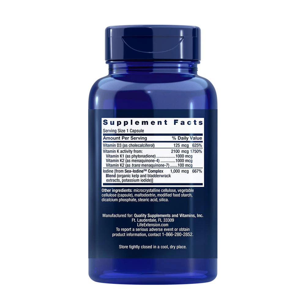 Life Extension - Vitamin D und K mit Meeresjod - 60 Kapseln – Bild 2
