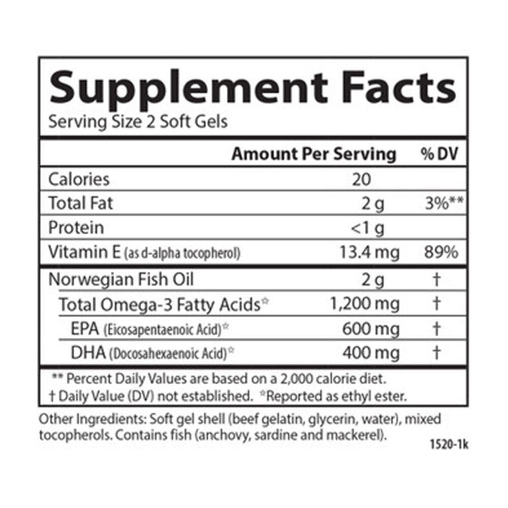 Carlson Labs - Wild Gefangenes Super Omega-3, 1200 mg - 130 Weichkapseln – Bild 3