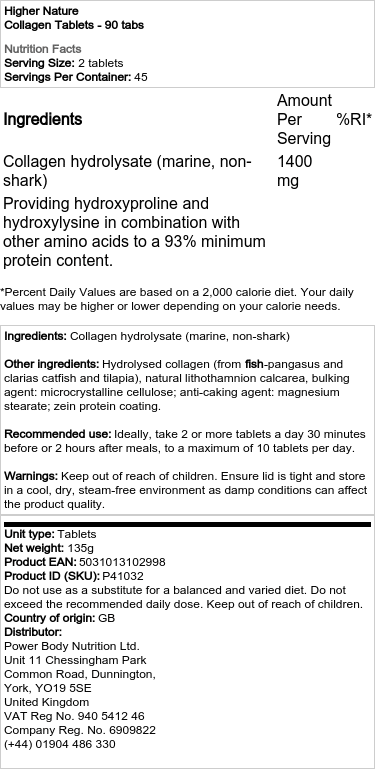 Higher Nature - Kollagen-Tabletten - 90 Stück – Bild 2