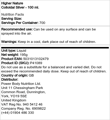 Higher Nature - Kolloidales Silber - 100 ml – Bild 2