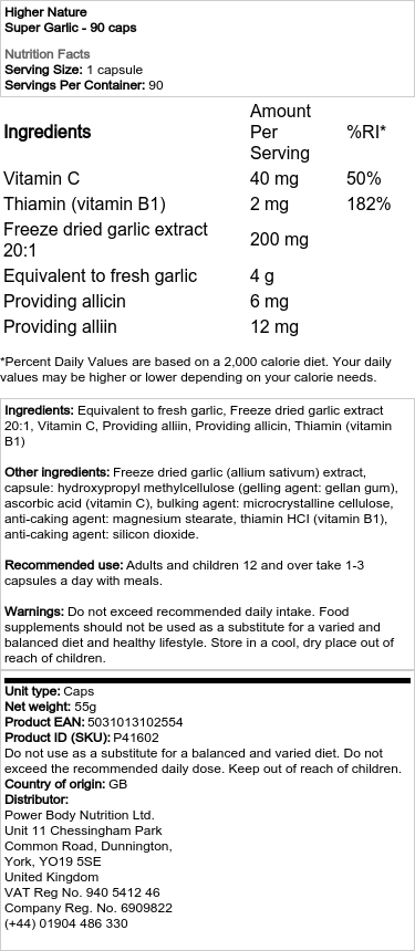Higher Nature - Super Knoblauch - 90 Kapseln – Bild 2