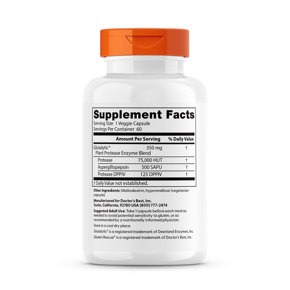 Doctor's Best Gluten Rescue with Glutalytic 60 Kapseln – Bild 3
