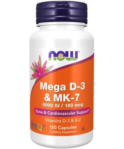 NOW Foods Mega D-3 & MK-7 - 120 Kapseln